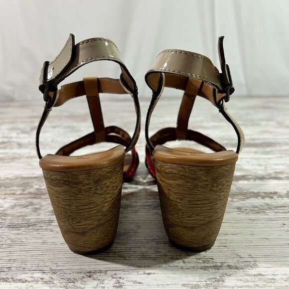 Women’s Paul Green Phoenix wedge heel sandals red strap leather size 6 - Picture 3 of 9